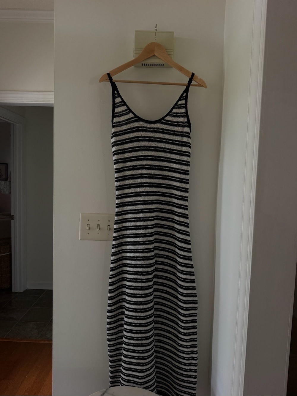 Universal Thread Black and White Striped Knit Maxi Dress